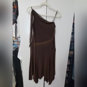 Papaya Chocolate One-Shoulder Dress